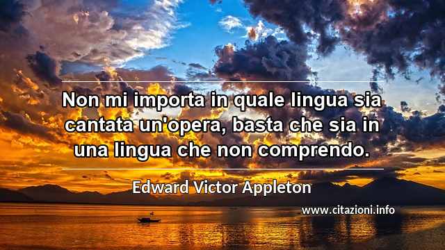 “Non mi importa in quale lingua sia cantata un'opera, basta che sia in una lingua che non comprendo.”