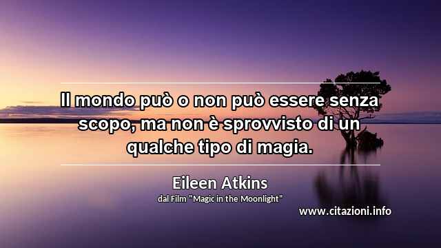 “Il mondo può o non può essere senza scopo, ma non è sprovvisto di un qualche tipo di magia.”