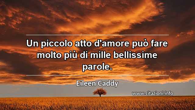 “Un piccolo atto d'amore può fare molto più di mille bellissime parole.”