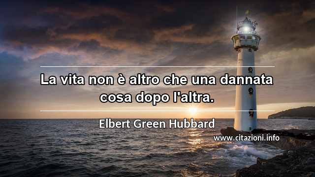 “La vita non è altro che una dannata cosa dopo l'altra.”