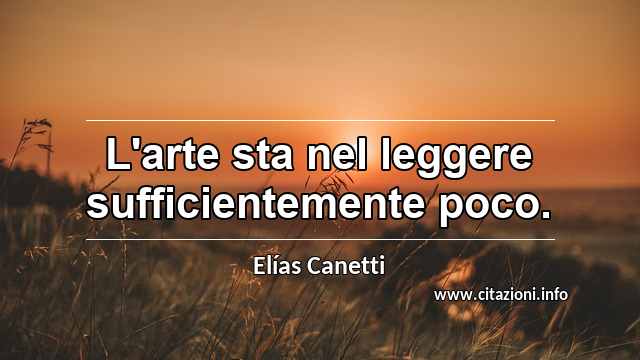 “L'arte sta nel leggere sufficientemente poco.”
