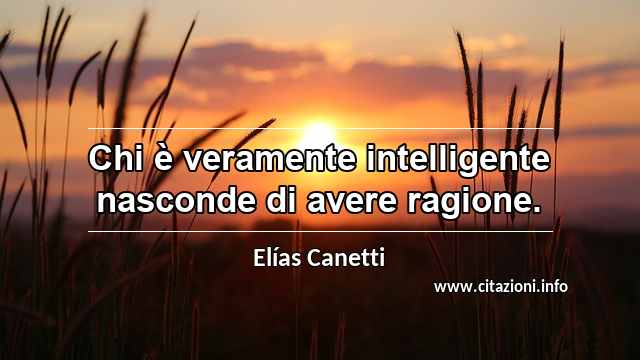 “Chi è veramente intelligente nasconde di avere ragione.”