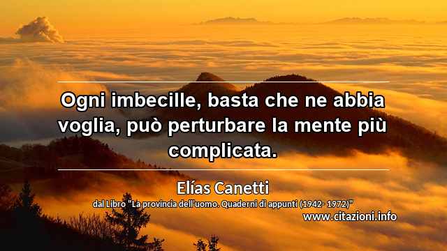 “Ogni imbecille, basta che ne abbia voglia, può perturbare la mente più complicata.”