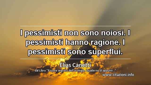 “I pessimisti non sono noiosi. I pessimisti hanno ragione. I pessimisti sono superflui.”