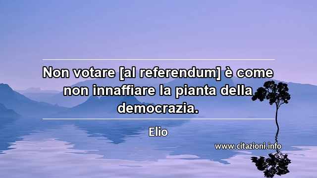 “Non votare [al referendum] è come non innaffiare la pianta della democrazia.”