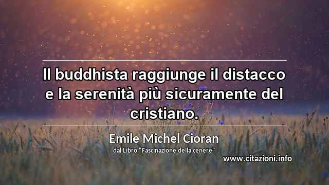 “Il buddhista raggiunge il distacco e la serenità più sicuramente del cristiano.”