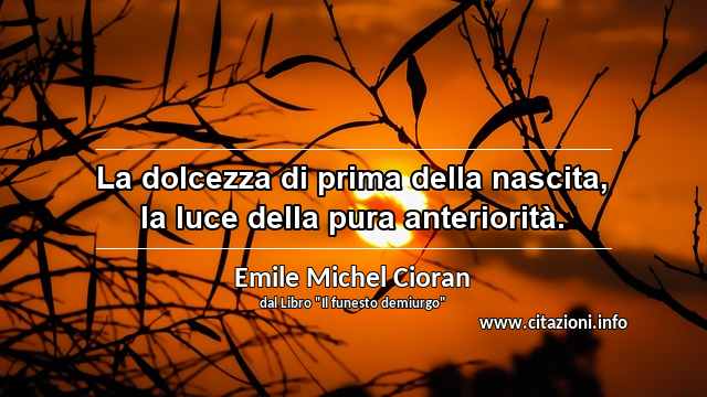 “La dolcezza di prima della nascita, la luce della pura anteriorità.”