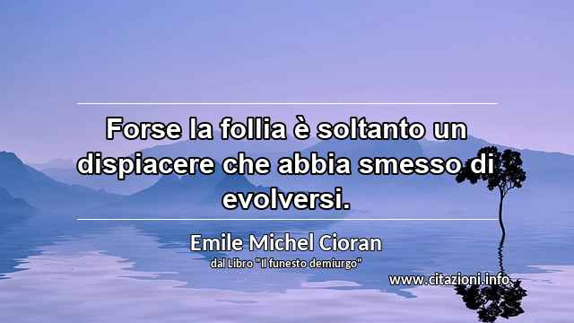 “Forse la follia è soltanto un dispiacere che abbia smesso di evolversi.”