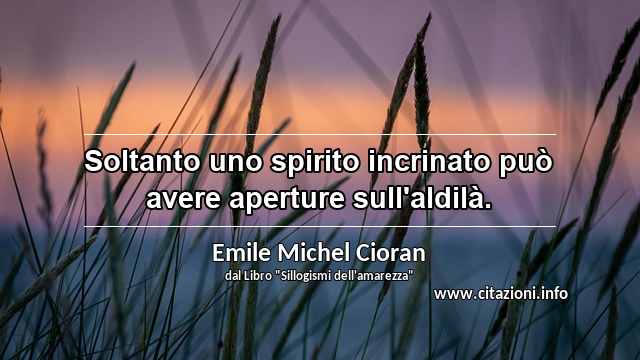 “Soltanto uno spirito incrinato può avere aperture sull'aldilà.”