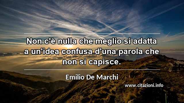 “Non c'è nulla che meglio si adatta a un'idea confusa d'una parola che non si capisce.”