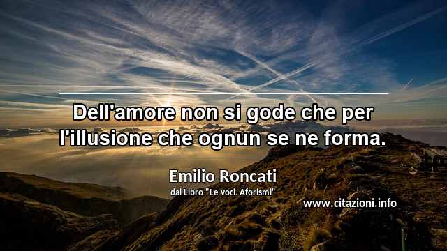 “Dell'amore non si gode che per l'illusione che ognun se ne forma.”