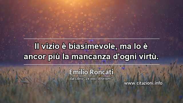 “Il vizio è biasimevole, ma lo è ancor più la mancanza d'ogni virtù.”