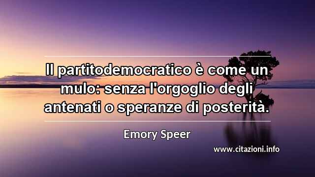 “Il partitodemocratico è come un mulo: senza l'orgoglio degli antenati o speranze di posterità.”