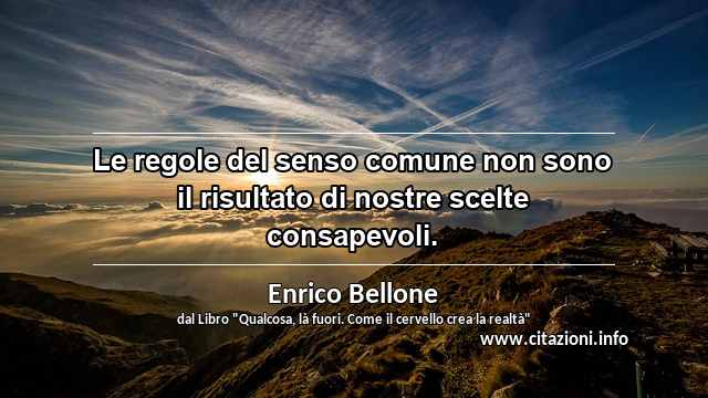 “Le regole del senso comune non sono il risultato di nostre scelte consapevoli.”
