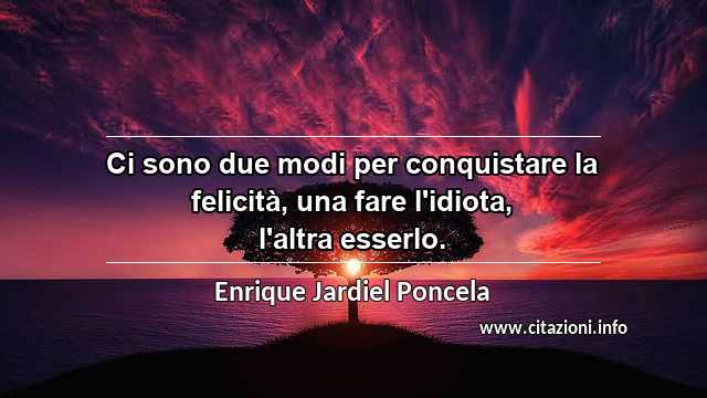 “Ci sono due modi per conquistare la felicità, una fare l'idiota, l'altra esserlo.”