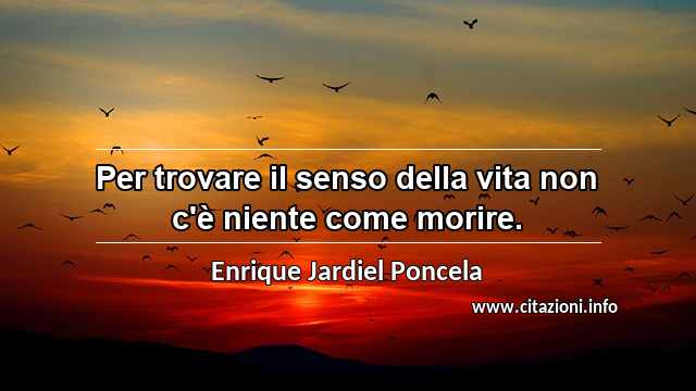 “Per trovare il senso della vita non c'è niente come morire.”