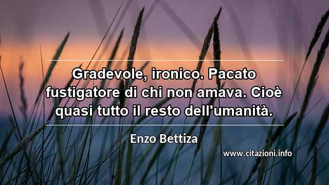 “Gradevole, ironico. Pacato fustigatore di chi non amava. Cioè quasi tutto il resto dell'umanità.”