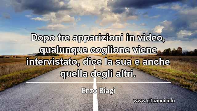 “Dopo tre apparizioni in video, qualunque coglione viene intervistato, dice la sua e anche quella degli altri.”