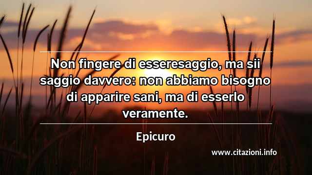 “Non fingere di esseresaggio, ma sii saggio davvero: non abbiamo bisogno di apparire sani, ma di esserlo veramente.”