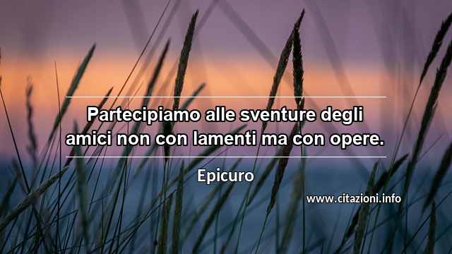 “Partecipiamo alle sventure degli amici non con lamenti ma con opere.”