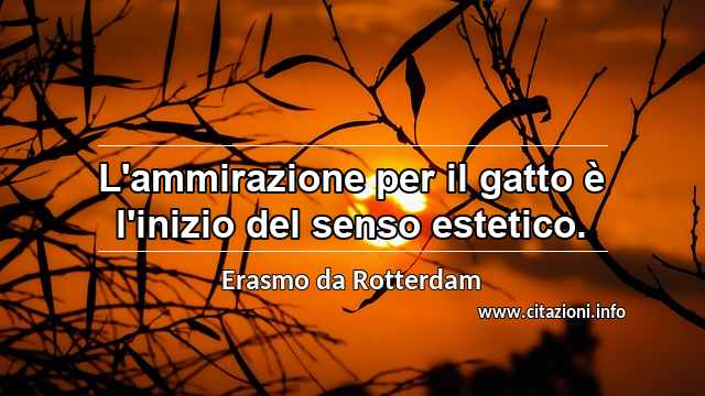 “L'ammirazione per il gatto è l'inizio del senso estetico.”