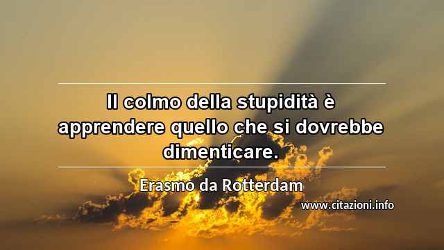 “Il colmo della stupidità è apprendere quello che si dovrebbe dimenticare.”