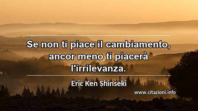“Se non ti piace il cambiamento, ancor meno ti piacerà l'irrilevanza.”