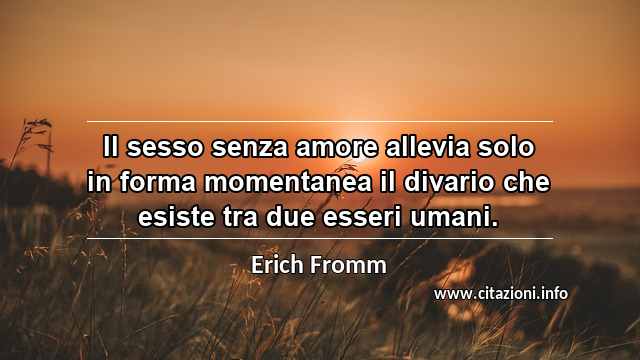“Il sesso senza amore allevia solo in forma momentanea il divario che esiste tra due esseri umani.”