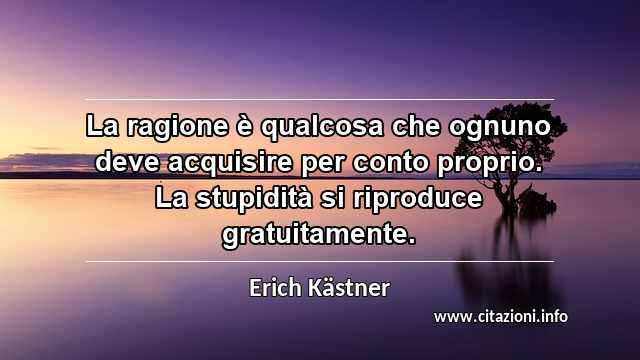 “La ragione è qualcosa che ognuno deve acquisire per conto proprio. La stupidità si riproduce gratuitamente.”