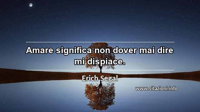 “Amare significa non dover mai dire mi dispiace.”