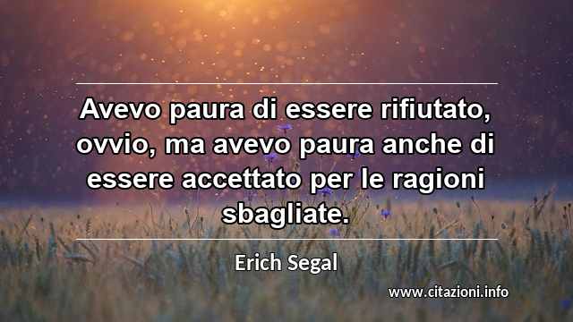 “Avevo paura di essere rifiutato, ovvio, ma avevo paura anche di essere accettato per le ragioni sbagliate.”