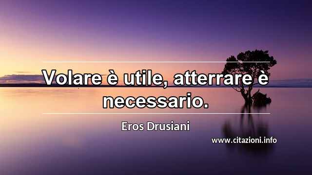 “Volare è utile, atterrare è necessario.”