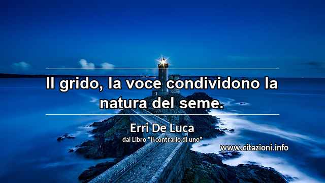 “Il grido, la voce condividono la natura del seme.”