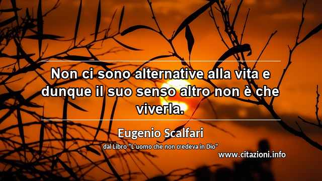 “Non ci sono alternative alla vita e dunque il suo senso altro non è che viverla.”