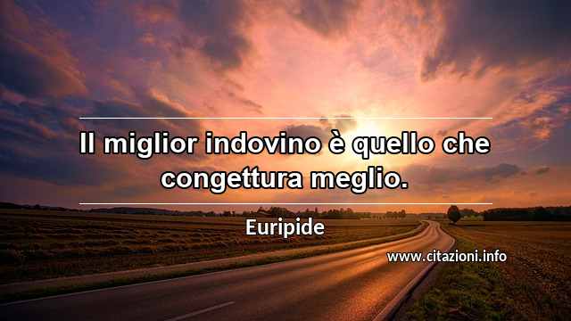 “Il miglior indovino è quello che congettura meglio.”