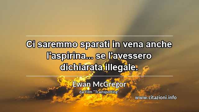“Ci saremmo sparati in vena anche l'aspirina... se l'avessero dichiarata illegale.”