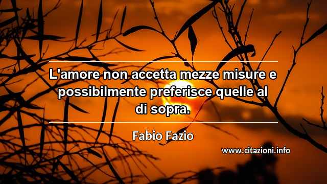 “L'amore non accetta mezze misure e possibilmente preferisce quelle al di sopra.”