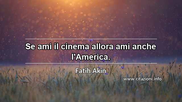 “Se ami il cinema allora ami anche l'America.”