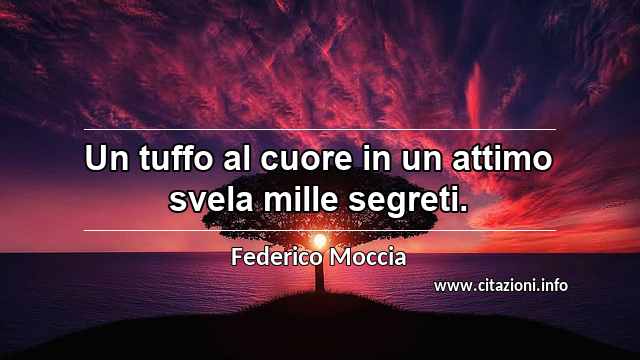 “Un tuffo al cuore in un attimo svela mille segreti.”