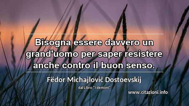 “Bisogna essere davvero un grand'uomo per saper resistere anche contro il buon senso.”