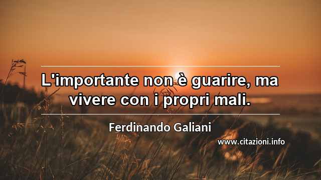 “L'importante non è guarire, ma vivere con i propri mali.”