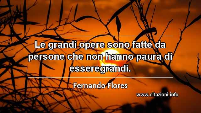 “Le grandi opere sono fatte da persone che non hanno paura di esseregrandi.”