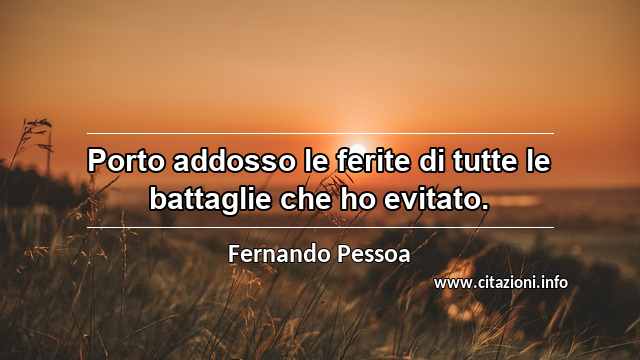 “Porto addosso le ferite di tutte le battaglie che ho evitato.”