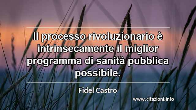 “Il processo rivoluzionario è intrinsecamente il miglior programma di sanità pubblica possibile.”