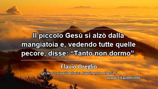 Il piccolo Gesù si alzò dalla mangiatoia e, vedendo tutte quelle pecore, disse: “Tanto non dormo”.