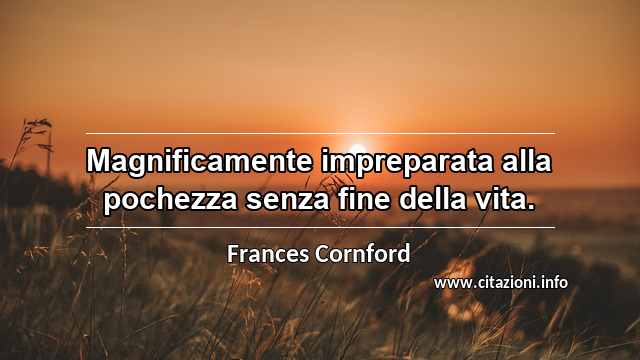 “Magnificamente impreparata alla pochezza senza fine della vita. ”