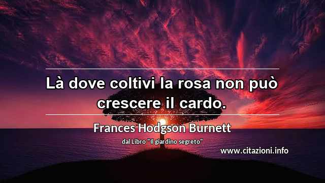 “Là dove coltivi la rosa non può crescere il cardo.”