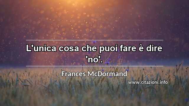 “L'unica cosa che puoi fare è dire 'no'.”