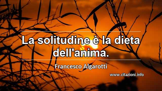 “La solitudine è la dieta dell'anima.”