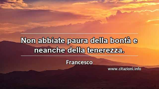 “Non abbiate paura della bontà e neanche della tenerezza.”